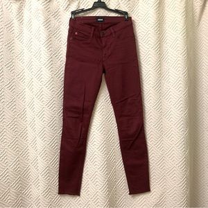 Hudson burgundy midrise skinny jeans